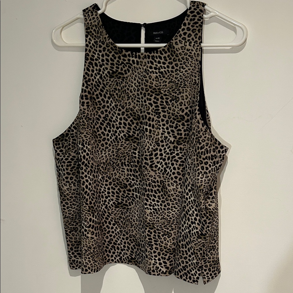 RW&CO Animal Print Dressy Tank Top - Semi Cropped
